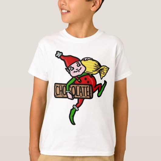 Cute Vintage Kerstmis Elf met Snoep T-shirt (Voorkant)