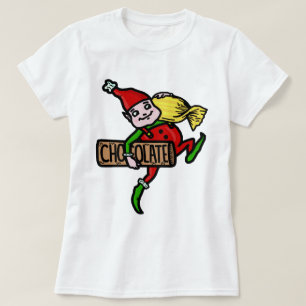 Cute Vintage Kerstmis Elf met Snoep T-shirt