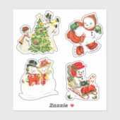 Cute Vintage Kerstmis Snowman Sticker (Vel)