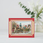 Cute Vintage Kerstmis Yule Log Briefkaart (Staand voorkant)
