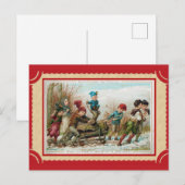 Cute Vintage Kerstmis Yule Log Briefkaart (Voorkant / Achterkant)