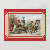 Cute Vintage Kerstmis Yule Log Briefkaart (Voorkant)