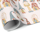 Cute Vintage Kerstmis Zweed Gnomes Pattern Cadeaupapier (Rol Hoek)