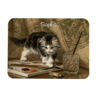 Cute Vintage Kitten Art, Name Magneet