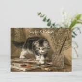 Cute Vintage Kitten Art, Names & Message (Staand voorkant)
