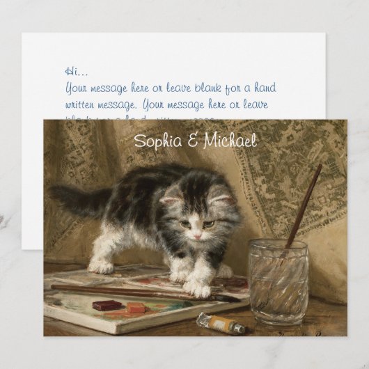 Cute Vintage Kitten Art, Names & Message (Voorkant / Achterkant)