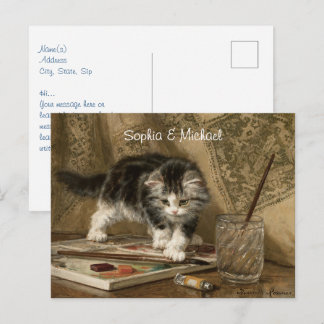 Cute Vintage Kitten Art, Names & Message Briefkaart