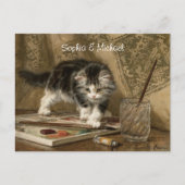 Cute Vintage Kitten Art, Names & Message Briefkaart (Voorkant)