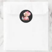 Cute vintage lady Birthday customizable  Ronde Sticker (Tas)