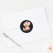 Cute vintage lady Birthday customizable  Ronde Sticker (Envelop)