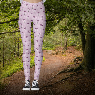 Cute Vintage Paarse Paddenstoel Droompatroon Leggings