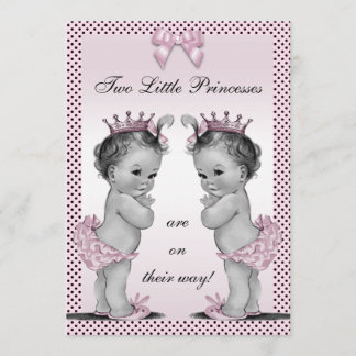 Cute Vintage Princess Twins Baby shower Kaart