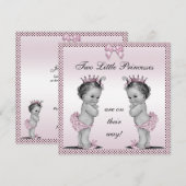Cute Vintage Princess Twins Baby shower Kaart (Voorkant / Achterkant)