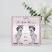 Cute Vintage Princess Twins Baby shower Kaart (Staand voorkant)