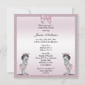 Cute Vintage Princess Twins Baby shower Kaart (Achterkant)