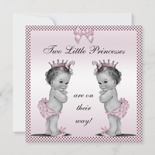 Cute Vintage Princess Twins Baby shower Kaart (Voorkant)