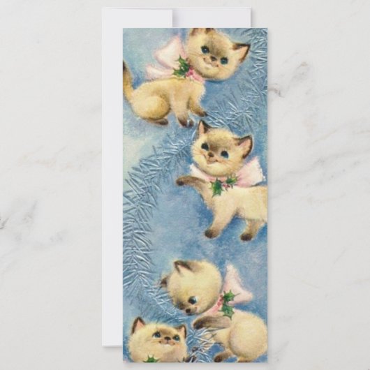 Cute Vintage Retro Katten Kittens  Feestdagenkaart (Voorkant)