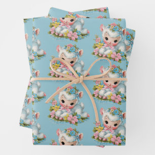 Cute Vintage Retro Pasen Lam Geschenkverpakking Inpakpapier Vel