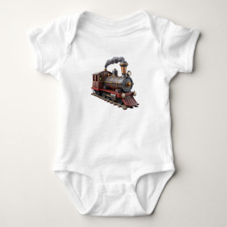 Cute Vintage Stoomtrein 3D Baby Shirt – Little Tr