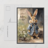Cute Vintage Style Bunny Postcard Briefkaart (Voorkant / Achterkant)