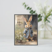 Cute Vintage Style Bunny Postcard Briefkaart (Staand voorkant)