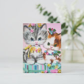 Cute Vintage Verjaardag Katten Ansichtkaart Briefkaart (Staand voorkant)