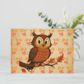 Cute, vintage whimsical fall/autumn owl kaart (Staand voorkant)