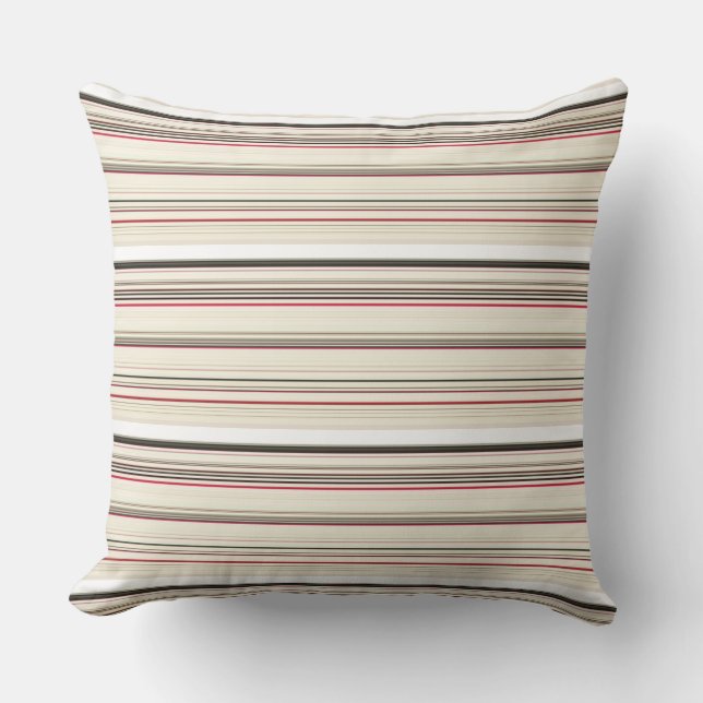 Cute vintage wit rode strepen kussen (Voorkant)