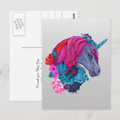 Cute Violet Magic Unicorn Fantasy Illustratie Briefkaart (Voorkant / Achterkant)