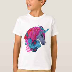 Cute Violet Magic Unicorn Fantasy Illustratie T-shirt