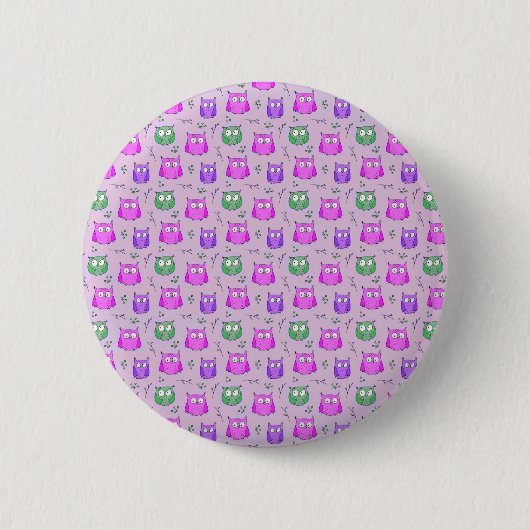 Cute Violet Owl Patroon Ronde Button 5,7 Cm (Voorkant)