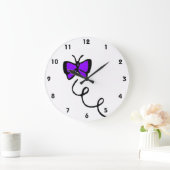 Cute Violet Paarse Butterfly Grote Klok (Huis)