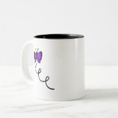 Cute Violet Paarse Butterfly Tweekleurige Koffiemok (Voorkant links)