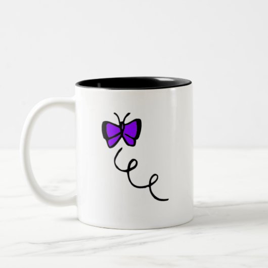 Cute Violet Paarse Butterfly Tweekleurige Koffiemok (Links)