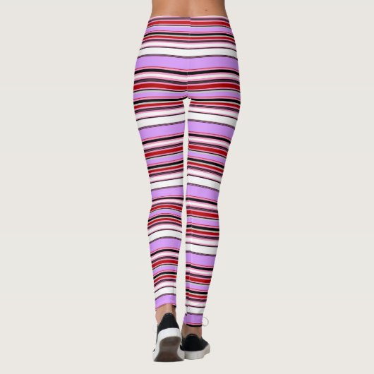 Cute violet rode strepen leggings (Achterkant)