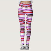 Cute violet rode strepen leggings (Voorkant)