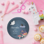 Cute Violet Witch Halloween Birthday Party Papieren Bordje (Feest)