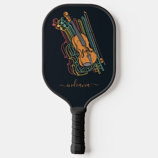 Cute Violin Personalized Monogram Script Pickleball Paddle (Achterkant)