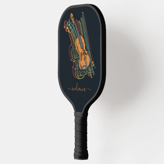 Cute Violin Personalized Monogram Script Pickleball Paddle (Links)