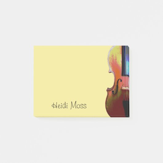 Cute Violin Yellow Monogram Musical Post-it® Notes (Voorkant)