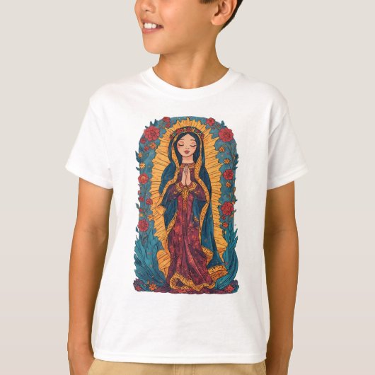 Cute Virgin of Guadalupe Kid's Tee Shirt (Voorkant)