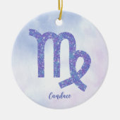 Cute Virgo Astrology Sign Aangepast Paars Kerstmis Keramisch Ornament (Voorkant)