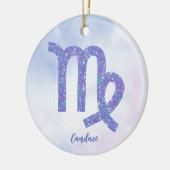Cute Virgo Astrology Sign Aangepast Paars Kerstmis Keramisch Ornament (Links)