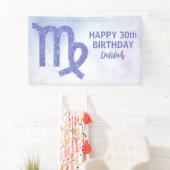 Cute Virgo Custom Astrology Paars Birthday Party Spandoek (Insitu)