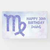 Cute Virgo Custom Astrology Paars Birthday Party Spandoek (Horizontaal)