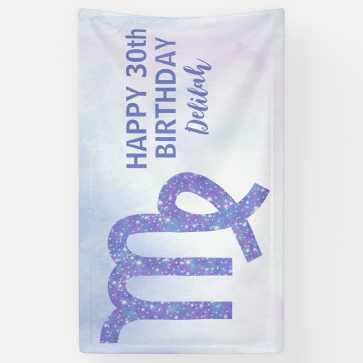 Cute Virgo Custom Astrology Paars Birthday Party Spandoek (Verticaal)
