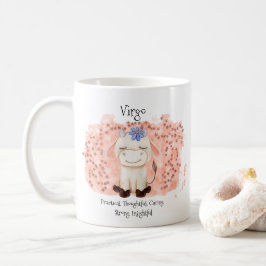Cute Virgo Maiden Waterverf Bull Zodiac Monogram Koffiemok