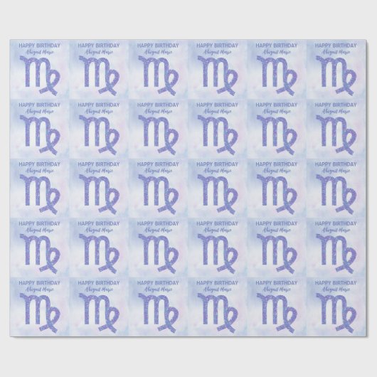 Cute Virgo Sign Custom Paars Happy Birthday Cadeaupapier (Vlak)