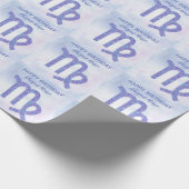 Cute Virgo Sign Custom Paars Happy Birthday Cadeaupapier (Hoek)