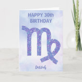 Cute Virgo Sign Custom Paars Happy Birthday Kaart (Voorkant)